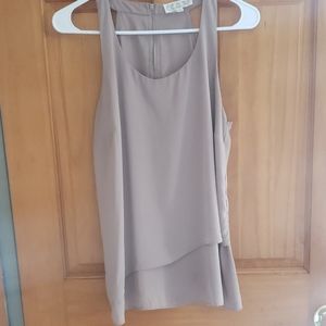 Silky Layered Beige Tank/Blouse with Zippered Back